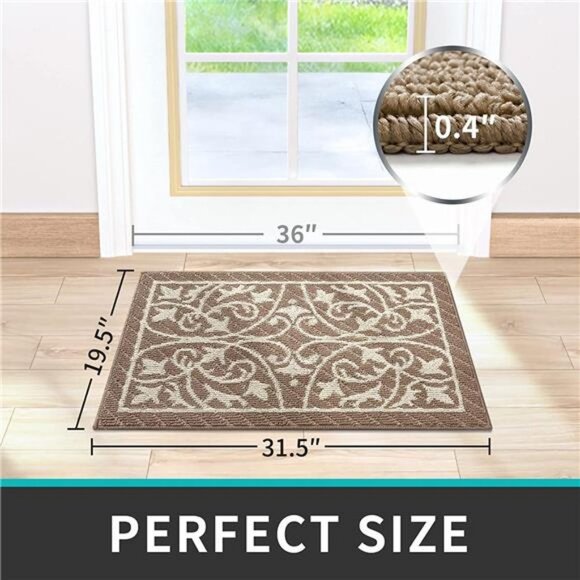 Indoor Rugs for Front Entrance Rug Entry Non Slip Washable,19.5"x31.5",Brown - Picture 5 of 6